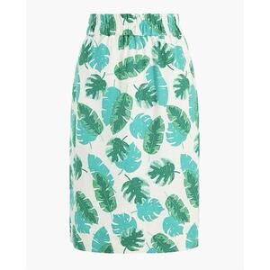 j.crew skirt xs green palm linen blend pencil mid modest beach vacation church
